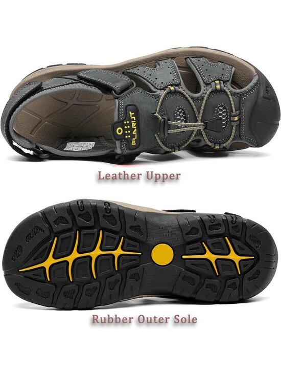 Mens Grey Closed Toe Leather Athletic Outdoor Hiking Sport Casual Sandal Shoes main image 4